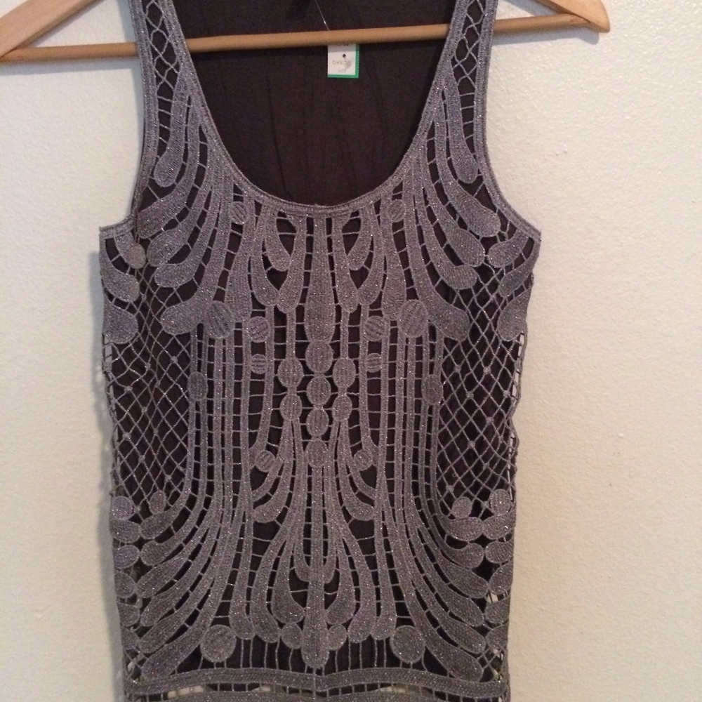 Silver and Gray Patterned Tank Top Tunic